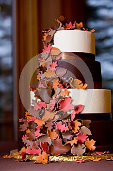 Fancy fall themed wedding cake