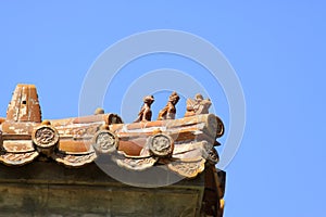 Fancy glazed tile roof in the Eastern Royal Tombs of the Qing Dy