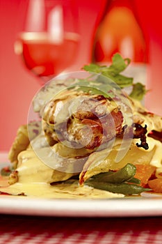 Fancy Gourmet layered Chicken Restaurant Dish