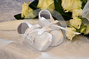 Fancy little baby shoes with roses