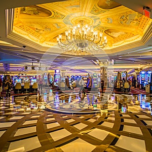 Fancy luxurious lobby balcony at venetian las vegas