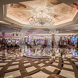 Fancy luxurious lobby balcony at venetian las vegas