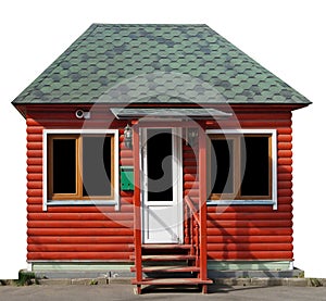 A fancy new rustic barn shed made of red wooden logs