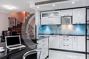 Fancy open kitchen space interior