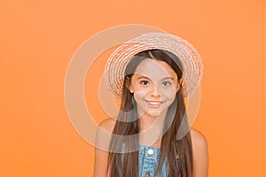 Fancy outfit. Summer fashion. Good vibes. Beach style. Beauty in hat. Portrait of happy cheerful girl in summer hat