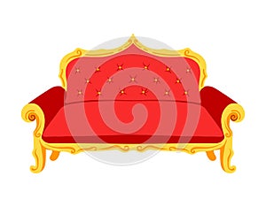 Fancy red couch vector illustration drawing