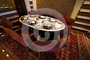 Fancy Restaurant Table in a Luxury Resort Hotel photo