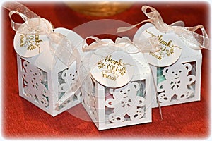 Fancy sweet-box, teddy bear ,white, party favors