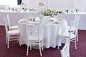 Fancy table set for a wedding