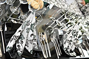 Fancy wedding dinner table set