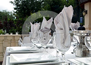 Fancy white table settings