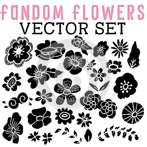 Fandom Flowers Vector Set with flowers and leaves of all kinds.