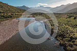 Fango river in Corsica and Paglia Orba mountain photo