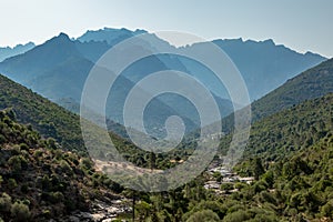 Fango valley in Corsica with mountains in background photo