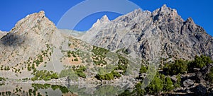 Fann mountains crystal clear lake panorama of Kulikalon