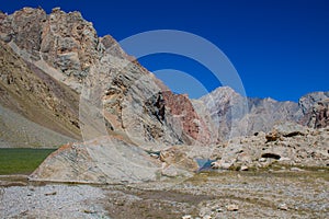 Fann mountains lake in the valley