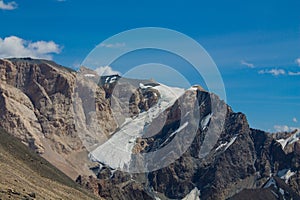 Fann mountains landscape with glacier and rocky peaks
