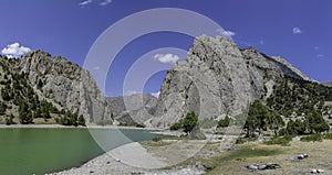 Fann mountains turquoise crystal clear lake