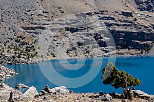 Fann mountains turquoise crystal clear lake