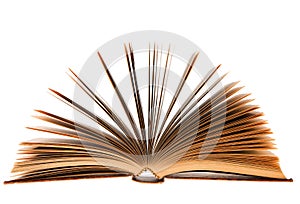Fanned book over white