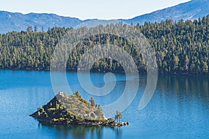 Fannette Island in Emerald Bay, Lake Tahoe, California on clear sunny autumn day