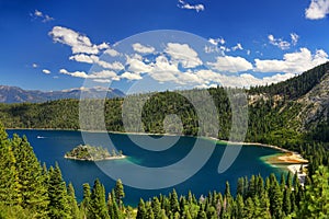 Fannette Island in Emerald Bay at Lake Tahoe, California, USA