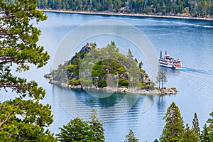 Fannette Island Emerald Bay, Lake Tahoe, California USA. Sightseeing cruise