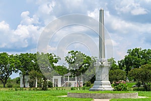 Fannin Battleground Monument on a cloudy and sunny afternoon