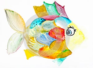 Fanny fish with multicolored scales drawn