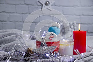Fanny happy marshmallow, christmas background, coffee, cream