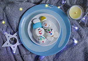 Fanny marshmallows traditional   sugary  design  tasty   sweet a plate christmas background