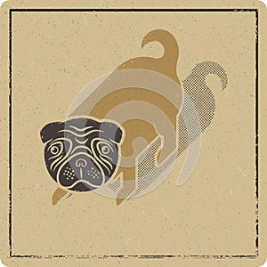 Fanny pug printed on butcher paper