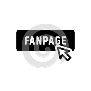 Black solid icon for Fanpage, button and click