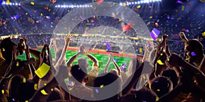 Fans on stadium game panorama view photo