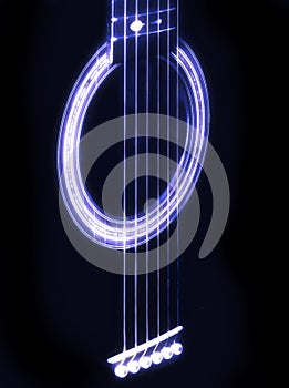 Fantas Purple / Blue Neon Acoustic Guitar - Soundhole and Strings