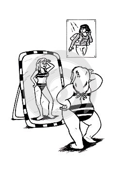 Fantasies: Obese Girl in front of a mirror (2008)
