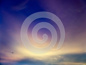 Fantastic abstract blue color of twilight white cloud and sky