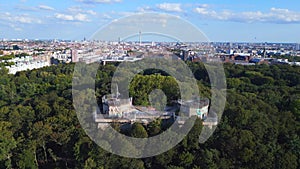 Fantastic aerial view flight drone. Bunker Berlin Mitte Flak Tower Humboldthain