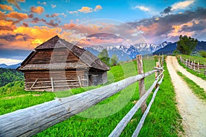 Fantastic alpine rural landscape near Brasov, Transylvania, Romania, Europe