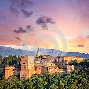 Fantastic Ancient Alhambra at thel evening time