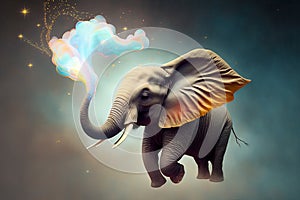 fantastic baby elephant is flying, an abstract dream,Generative AI