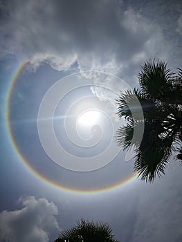 Fantastic beautiful sun halo phenomenon in Thailand