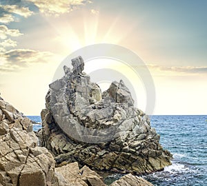 Fantastic big rocks and ocean waves