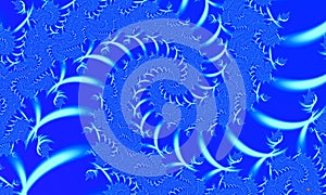 Fantastic blue abstract background, texture. Spiral twirl pattern, fractal