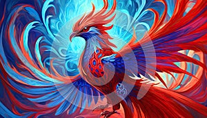 fantastic blue and red bird Fenix poster