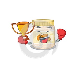 Fantastic Boxing winner of almond butter in mascot cartoon design