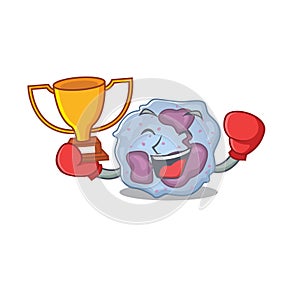 Fantastic Boxing winner of leukocyte cell in mascot cartoon style