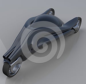 Fantastic car concept of the future electro three wheels. 3D rendering