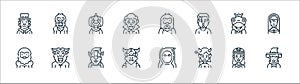 Fantastic characters line icons. linear set. quality vector line set such as wizard, succubus, cyclops, bigfoot, frog prince, jack