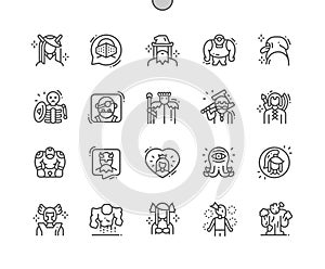 Fantastic characters Well-crafted Pixel Perfect Vector Thin Line Icons 30 2x Grid for Web Graphics and Apps